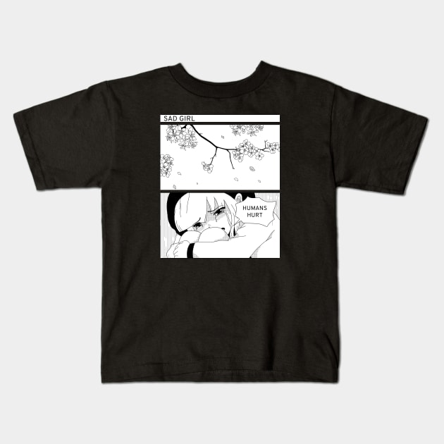 Sad Girl Kids T-Shirt by OniSide